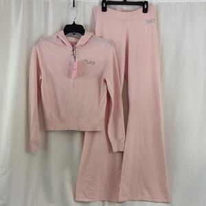 NWT Juicy Couture szM light pink knit sweater set…includes hooded sweater/pants…